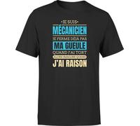 Otshirt T Shirt Homme j AI Raison Je suis Mecanicien | Imprimé en France, Cadeau fête des pères Homme Humour Papa Anniversaire Original Rigolo Humoristique (L,Black)