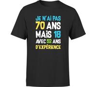 Otshirt T Shirt Homme Je n'ai Pas 70 Ans | Imprimé en France, Cadeau fête des pères Homme Humour Papa Anniversaire Original Rigolo Humoristique (XXL,Black)