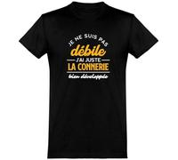 Otshirt T Shirt Homme Je ne suis Pas débile | Imprimé en France, Cadeau fête des pères Homme Humour Papa Anniversaire Original Rigolo Humoristique (XL,Black)