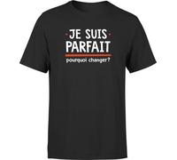 Otshirt T Shirt Homme Je suis Parfait | Imprimé en France, Cadeau fête des pères Homme Humour Papa Anniversaire Original Rigolo Humoristique (S,Black)