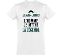Otshirt T Shirt Homme Jean-Louis l'homme Le Mythe la légende | Imprimé en France, Cadeau fête des pères Homme Humour Papa Anniversaire Original Rigolo Humoristique (M,White)