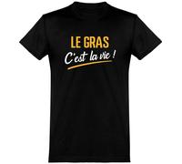 Otshirt T Shirt Homme Le Gras C'est la Vie | Imprimé en France, Cadeau fête des pères Homme Humour Papa Anniversaire Original Rigolo Humoristique (XXL,Black)