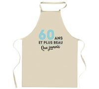 Otshirt Tablier 60 ans et plus beau que jamais | Apron | Idée Tablier Personnalisable Cadeau Anniversaire Cuisine Jardinage Fête Original Famille Travail Départ Collègue Retraite
