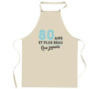 Otshirt Tablier 80 ans et plus beau que jamais | Apron | Idée Tablier Personnalisable Cadeau Anniversaire Cuisine Jardinage Fête Original Famille Travail Départ Collègue Retraite