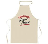 Otshirt Tablier Certifiée super ATSEM | Apron | Idée Tablier Personnalisable Cadeau Anniversaire Cuisine Jardinage Fête Original Famille Travail Départ Collègue Retraite