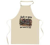Otshirt Tablier de Cuisine Juste un gars qui aime le DJ | Coton 90 × 60 cm Cou Ajustable Nouage dans le Dos | Pâtisserie Barbecue Atelier | Idée Cadeau DJ Fête des Pères Noël