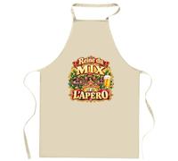 Otshirt Tablier de Cuisine Reine du mix et de l'apéro | Coton 90 × 60 cm Cou Ajustable Nouage dans le Dos | Pâtisserie Barbecue Atelier | Idée Cadeau DJ Fête des Pères Noël