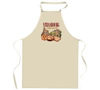 Otshirt Tablier de Cuisine Strasbourg c'est sacré | Coton 90 × 60 cm Cou Ajustable Nouage dans le Dos | Pâtisserie Barbecue Atelier | Idée Cadeau Souvenir Ville Fête des Pères Noël
