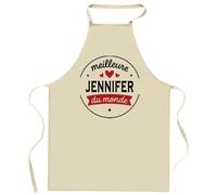 Otshirt Tablier de la Meilleure Jennifer du monde 1- Apron - Idée Cadeau Tablier Personnalisable Anniversaire Fête Original Famille Travail Départ Collègue Retraite Noël.