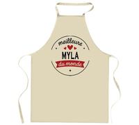Otshirt Tablier de la Meilleure Myla du monde 1- Apron - Idée Cadeau Tablier Personnalisable Anniversaire Fête Original Famille Travail Départ Collègue Retraite Noël.