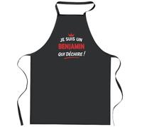Otshirt Tablier Noir Benjamin qui dechire 2 | Apron | Idée Tablier Personnalisable Cadeau Anniversaire Cuisine Jardinage Fête Original Famille Travail Départ Collègue Retraite
