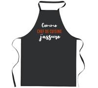 Otshirt Tablier Noir Comme Chef de cuisine Jassure | Apron | Idée Tablier Personnalisable Cadeau Anniversaire Cuisine Jardinage Fête Original Famille Travail Départ Collègue Retraite