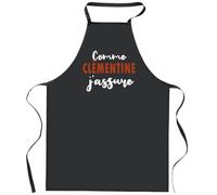 Otshirt Tablier Noir Comme Clementine Jassure | Apron | Idée Tablier Personnalisable Cadeau Anniversaire Cuisine Jardinage Fête Original Famille Travail Départ Collègue Retraite