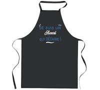 Otshirt Tablier Noir Henri Qui Dechire | Apron | Idée Tablier Personnalisable Cadeau Anniversaire Cuisine Jardinage Fête Original Famille Travail Départ Collègue Retraite