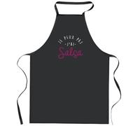 Otshirt Tablier Noir Je peux pas j’ai salsa | Apron | Idée Tablier Personnalisable Cadeau Anniversaire Cuisine Jardinage Fête Original Famille Travail Départ Collègue Retraite