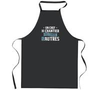 Otshirt Tablier Noir Un chef de chantier pas comme les autres | Apron | Idée Tablier Personnalisable Cadeau Anniversaire Cuisine Jardinage Fête Original Famille Travail Départ Collègue Retraite