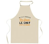 Otshirt Tablier On a dù se débarrasser des gosses le chat était allergique | Apron | Idée Tablier Personnalisable Cadeau Cuisine Jardinage Fête Original Famille Travail Départ Collègue Retraite