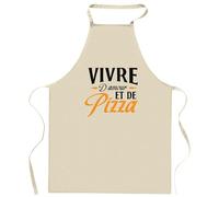Otshirt Tablier Vivre d’amour et de pizza | Apron | Idée Tablier Personnalisable Cadeau Anniversaire Cuisine Jardinage Fête Original Famille Travail Départ Collègue Retraite