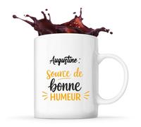 Otshirt Tasse Augustine - source de bonne humeur - Mug avec Anse Coeur - Idée Cadeau Prénom Personnalisable Humour Anniversaire Fête Retraite Drôle Original Collègue