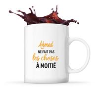 Otshirt Tasse Berangere ne fait pas les choses a moitie - Mug avec Anse Coeur - Idée Cadeau Prénom Personnalisable Humour Anniversaire Fête Retraite Drôle Original Collègue
