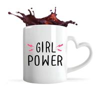 Otshirt Tasse Coeur Girl Power | Mug avec anse en forme de Coeur | Idée Cadeau Petite Amie Copine Femme Parfaite Drôle Humour Original Anniversaire Amour Unique
