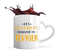 Otshirt Tasse Coeur Légende de Février | Mug avec anse en forme de Coeur | Idée Cadeau Zodiaque Astrologie Mois d'Anniversaire Humour Original Noël Anniversaire