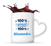 Otshirt Tasse Cœur 100% Génial 100% Alexandre - Mug - Idée Tasse Personnalisable en forme de Cœur Cadeau Anniversaire Fête Original Famille Travail Départ Collègue Retraite Noël.