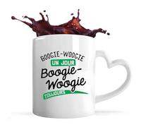 Otshirt Tasse Cœur Boogie-woogie un jour boogie-woogie toujours | Mug | Idée Tasse Personnalisable en forme de Cœur Cadeau Anniversaire Fête Original Famille Travail Départ Collègue Retraite Noël.