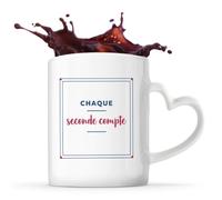 Otshirt Tasse Cœur Chaque Seconde Compte - Mug - Idée Tasse Personnalisable en forme de Cœur Cadeau Anniversaire Fête Original Famille Travail Départ Collègue Retraite Noël. - Bordeaux&Bleu - 3
