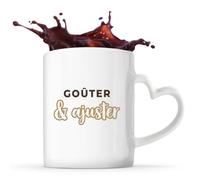 Otshirt Tasse Cœur Gouter Ajuster - Mug - Idée Tasse Personnalisable en forme de Cœur Cadeau Anniversaire Fête Original Famille Travail Départ Collègue Retraite Noël. - Marron - 2