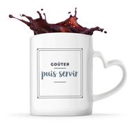Otshirt Tasse Cœur Gouter Puis Servir - Mug - Idée Tasse Personnalisable en forme de Cœur Cadeau Anniversaire Fête Original Famille Travail Départ Collègue Retraite Noël. - Bleu&Gris - 3