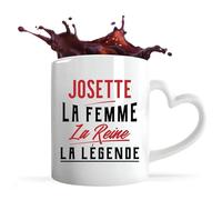 Otshirt Tasse Cœur Josette la Femme la Reine la Légende | Mug avec anse en forme de Coeur | Idée Cadeau Petite Amie Copine Maman Amour Humour Noël Anniversaire Fête des Mères