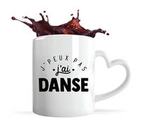 Otshirt Tasse Cœur J'peux Pas j'ai Danse | Mug avec anse en forme de Cœur | Idée Cadeau Mouvement Rythme Sport Humour Original Anniversaire