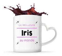 Otshirt Tasse Cœur La meilleure Iris au monde 2 - Mug - Idée Tasse Personnalisable en forme de Cœur Cadeau Anniversaire Fête Original Famille Travail Départ Collègue Retraite Noël.