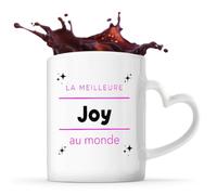 Otshirt Tasse Cœur La meilleure Joy au monde 2 - Mug - Idée Tasse Personnalisable en forme de Cœur Cadeau Anniversaire Fête Original Famille Travail Départ Collègue Retraite Noël.