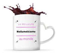Otshirt Tasse Cœur La meilleure Mathematicienne au monde 2 - Mug - Idée Tasse Personnalisable en forme de Cœur Cadeau Anniversaire Fête Original Famille Travail Départ Collègue Retraite Noël.