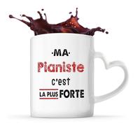 Otshirt Tasse Cœur Ma Pianiste C'est la plus forte - Mug - Idée Tasse Personnalisable en forme de Cœur Cadeau Anniversaire Fête Original Famille Travail Départ Collègue Retraite Noël.