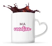 Otshirt Tasse Cœur Ma Vocation - Mug - Idée Tasse Personnalisable en forme de Cœur Cadeau Anniversaire Fête Original Famille Travail Départ Collègue Retraite Noël. - Violet&Rose - 2