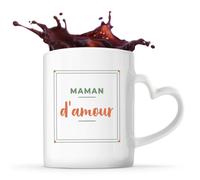 Otshirt Tasse Cœur Maman Damour - Mug - Idée Tasse Personnalisable en forme de Cœur Cadeau Anniversaire Fête Original Famille Travail Départ Collègue Retraite Noël. - Vert&Terracotta - 3
