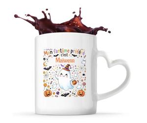 Otshirt Tasse Cœur Mon Fantome Préféré C'est Maiwenn - Mug - Idée Tasse Personnalisable en forme de Cœur Cadeau Anniversaire Fête Original Famille Travail Départ Collègue Retraite Noël.