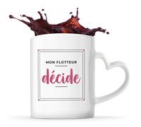 Otshirt Tasse Cœur Mon Flotteur Decide - Mug - Idée Tasse Personnalisable en forme de Cœur Cadeau Anniversaire Fête Original Famille Travail Départ Collègue Retraite Noël. - Bleu&Rose - 3