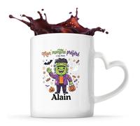 Otshirt Tasse Cœur Mon Monstre Préféré C'est Mon Alain - Mug - Idée Tasse Personnalisable en forme de Cœur Cadeau Anniversaire Fête Original Famille Travail Départ Collègue Retraite Noël.