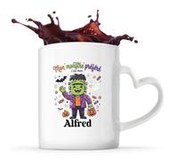 Otshirt Tasse Cœur Mon Monstre Préféré C'est Mon Alfred - Mug - Idée Tasse Personnalisable en forme de Cœur Cadeau Anniversaire Fête Original Famille Travail Départ Collègue Retraite Noël.