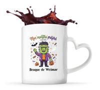 Otshirt Tasse Cœur Mon Monstre Préféré C'est Mon Braque de Weimar - Mug - Idée Tasse Personnalisable en forme de Cœur Cadeau Anniversaire Fête Original Famille Travail Départ Collègue Retraite Noël.