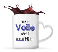 Otshirt Tasse Cœur Mon Voile C'est le plus fort - Mug - Idée Tasse Personnalisable en forme de Cœur Cadeau Anniversaire Fête Original Famille Travail Départ Collègue Retraite Noël.