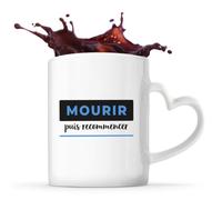 Otshirt Tasse Cœur Mourir Puis Recommencer - Mug - Idée Tasse Personnalisable en forme de Cœur Cadeau Anniversaire Fête Original Famille Travail Départ Collègue Retraite Noël. - Noir&Bleu - 4