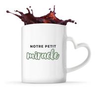 Otshirt Tasse Cœur Notre Petit Miracle - Mug - Idée Tasse Personnalisable en forme de Cœur Cadeau Anniversaire Fête Original Famille Travail Départ Collègue Retraite Noël. - Bleu&Vert - 2