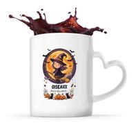 Otshirt Tasse Cœur Oiseaux - Joyeux Halloween 2 - Mug - Idée Tasse Personnalisable en forme de Cœur Cadeau Anniversaire Fête Original Famille Travail Départ Collègue Retraite Noël.