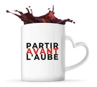 Otshirt Tasse Cœur Partir Avant Laube - Mug - Idée Tasse Personnalisable en forme de Cœur Cadeau Anniversaire Fête Original Famille Travail Départ Collègue Retraite Noël. - Noir&Rouge - 1