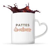 Otshirt Tasse Cœur Pattes de Velours - Mug - Idée Tasse Personnalisable en forme de Cœur Cadeau Anniversaire Fête Original Famille Travail Départ Collègue Retraite Noël. - Terracotta&Marron - 2